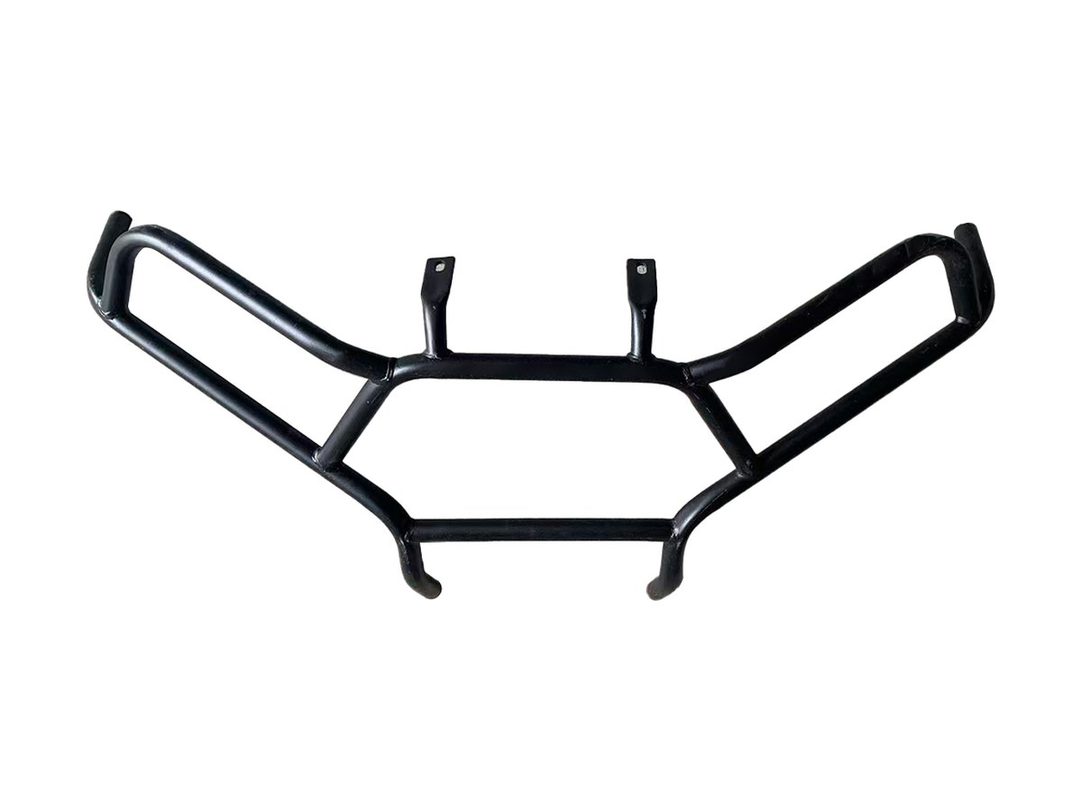 Tubular car front guard bar with welded mounting brackets, gloss black